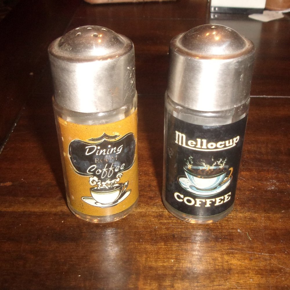 Salt pepper shakers set coffee advertising